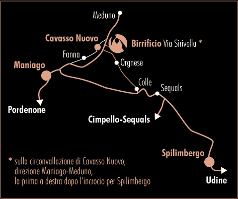 mappa birrificio La birra di Meni, Cavasso Nuovo - Pordenone